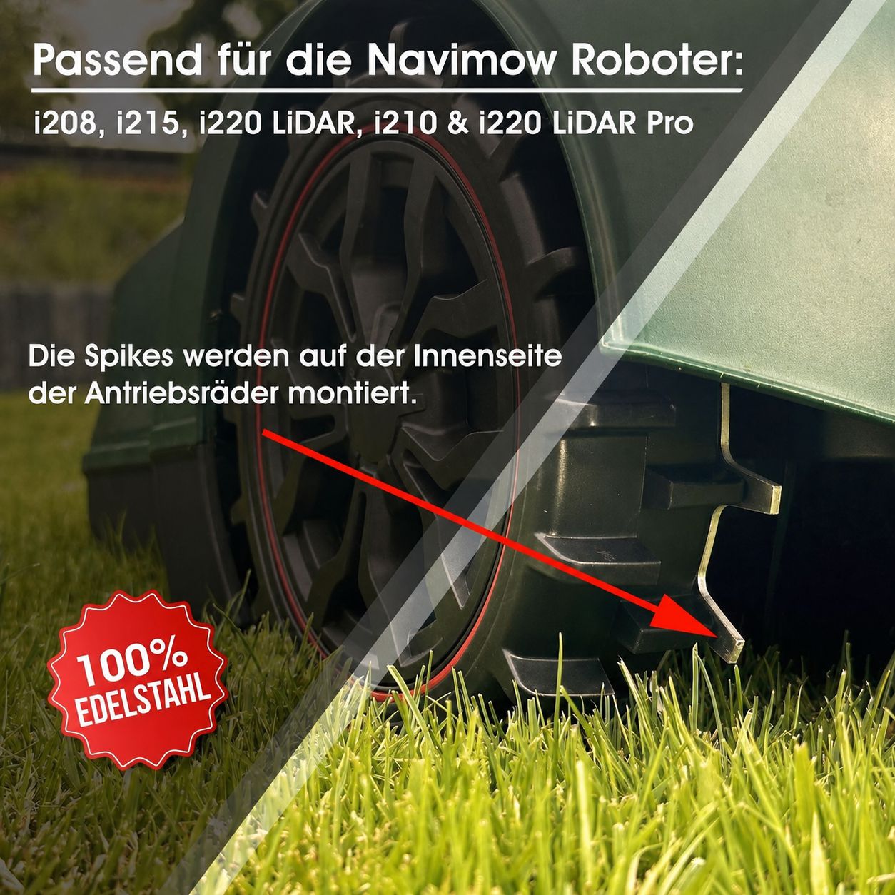 Spikes für Segway Navimow Mähroboter i208, i215, i220 LiDAR, i210 & i220 LiDAR Pro aus Edelstahl