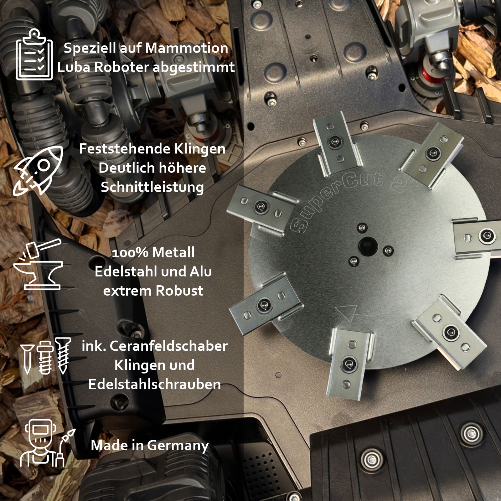 Messerscheibe für Luba Mini Mammotion Edelstahl / Aluminium SuperCut 2
