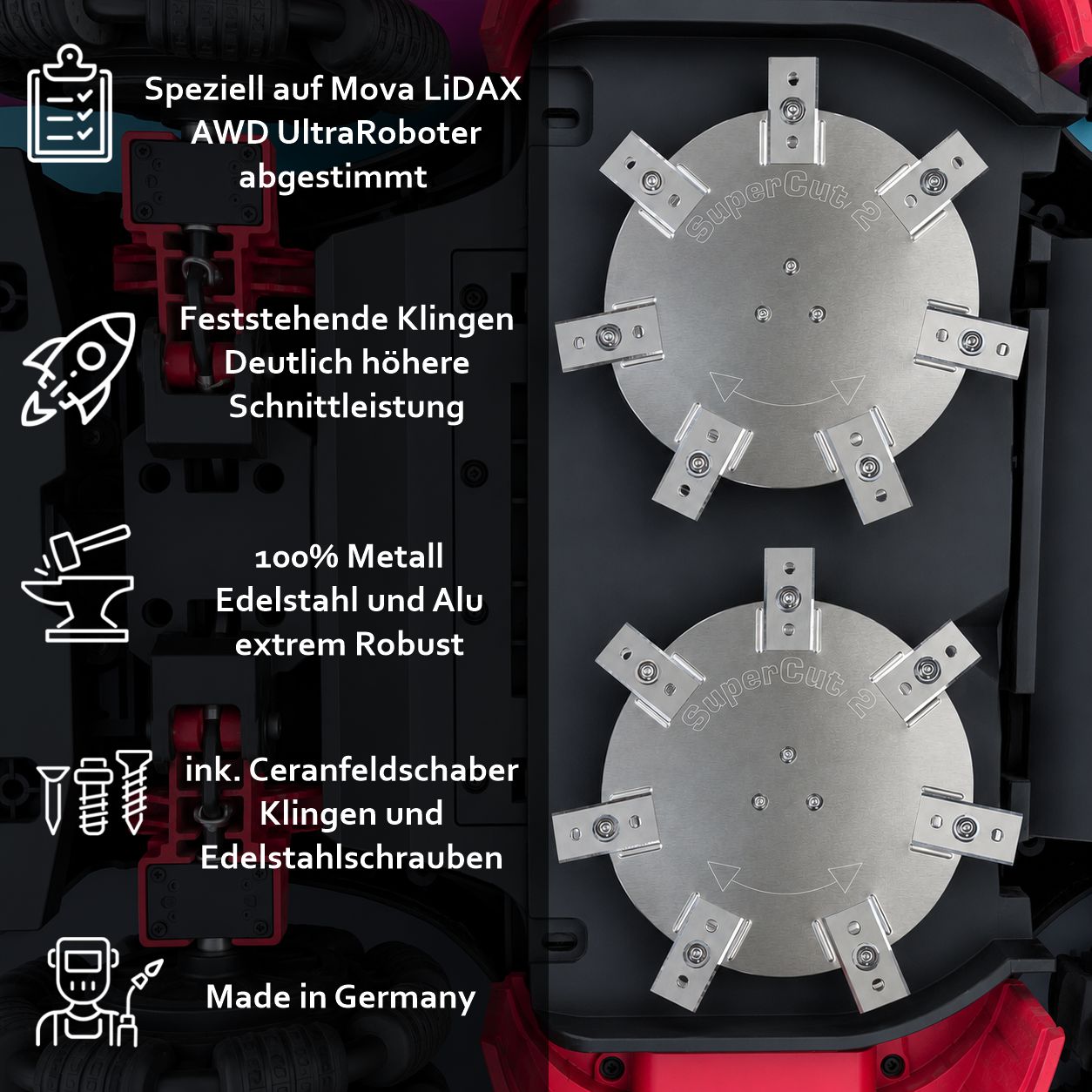Messerscheibe Dreame Mova LiDAX Ultra AWD Edelstahl - Aluminium - 7 feststehende Klingen